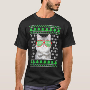 Cat With Sunglasses Meowy Ugly Christmas Sweater