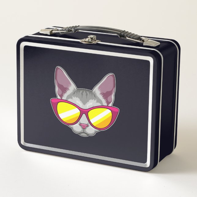 Cat with Sunglasses Metal Lunch Box (Front)