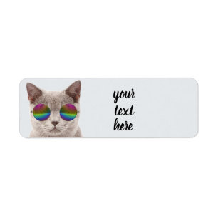 CAT With SUNGLASSES return ADDRESS LABELS