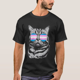 Cat with Sunglasses Transgender Pride LGBTQ T-Shirt