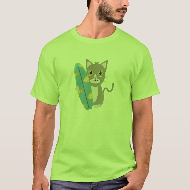 Cat with surfboard T-Shirt (Front)