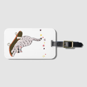 Cat with the Board Luggage Tag