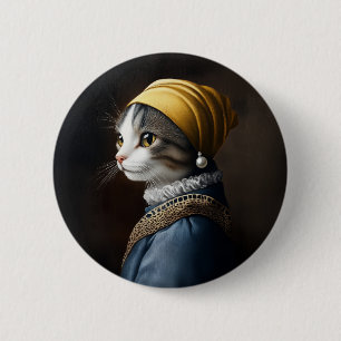 Cat with the Pearl Earring 6 Cm Round Badge