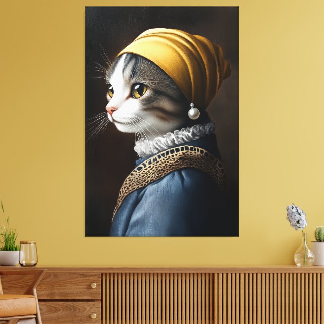 Cat with the Pearl Earring Canvas Print (Insitu(LivingRoom))