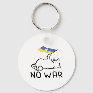 Cat With Ukraine Flag No War  Key Ring