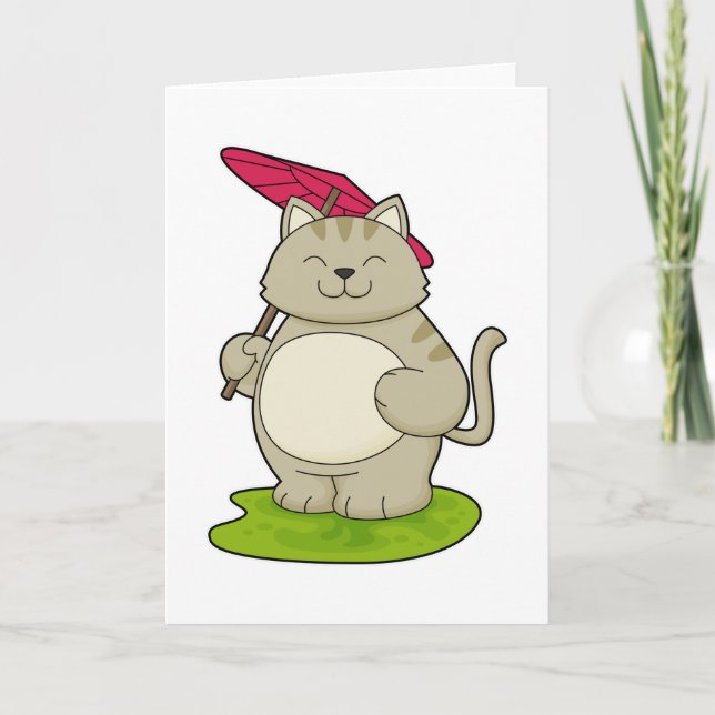Cat with  Umbrella Card (Front)