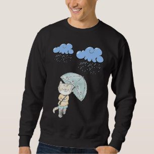 Cat With Umbrella In The Rain Cat Sweatshirt