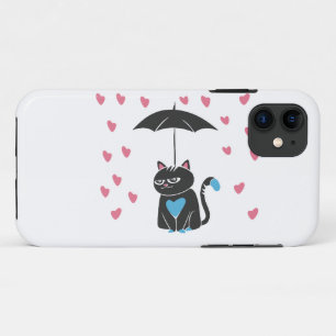 Cat with umbrella on head - Choose back colour Case-Mate iPhone Case