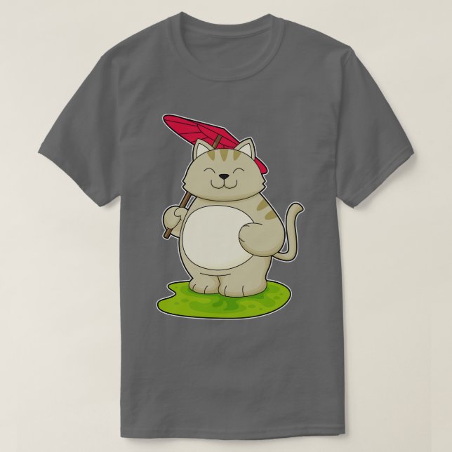 Cat with Umbrella T-Shirt (Design Front)