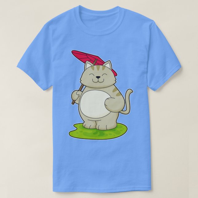 Cat with Umbrella T-Shirt (Design Front)