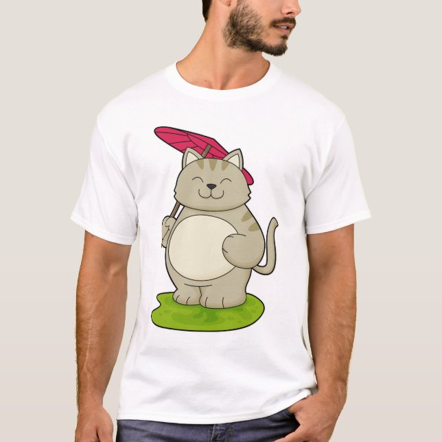 Cat with  Umbrella T-Shirt (Front)