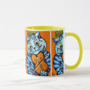 Cat With Violin by Louis Wain Cup