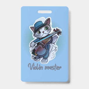Cat with violin  T-Shirt ID Badge