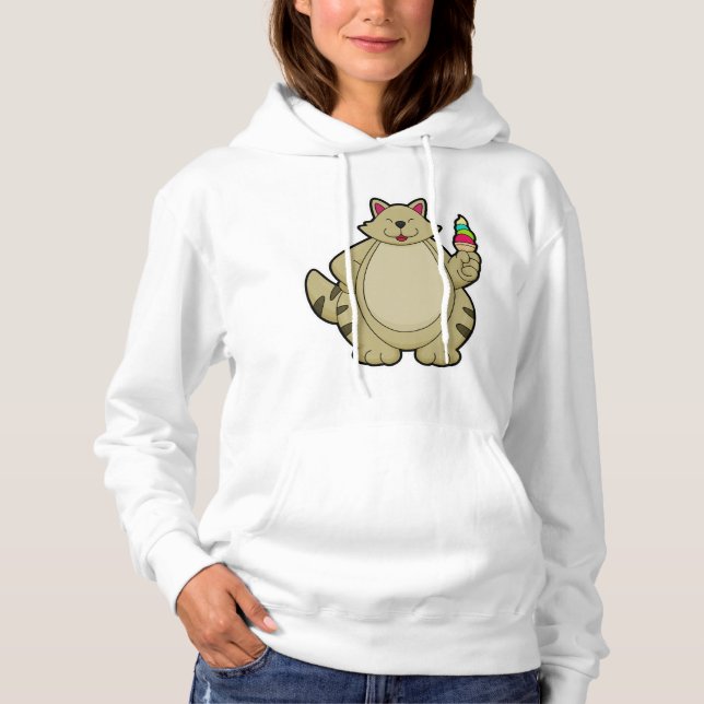 Cat with Waffle ice cream Hoodie (Front)
