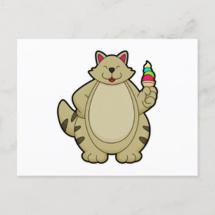 Cat with Waffle ice cream Postcard