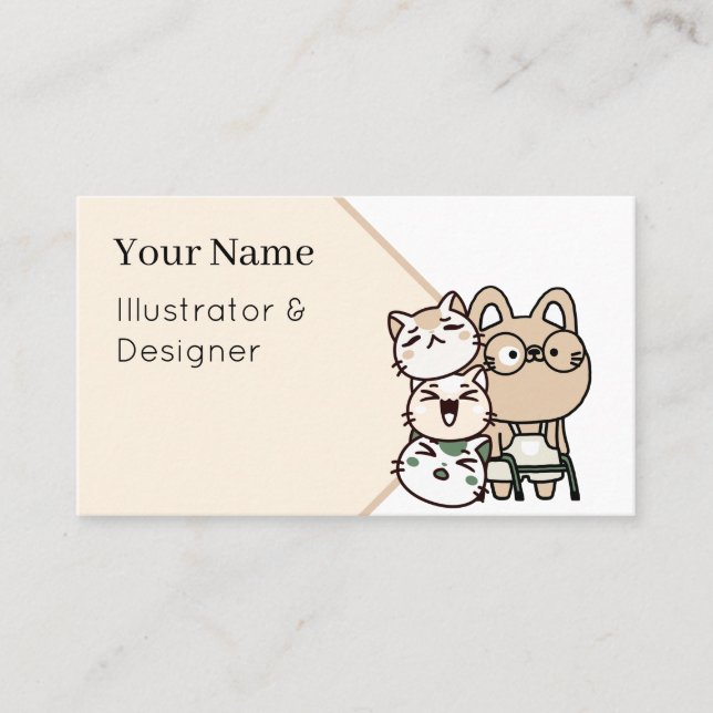 Cat with Walker and Joyful Cat Squad Business Card (Front)