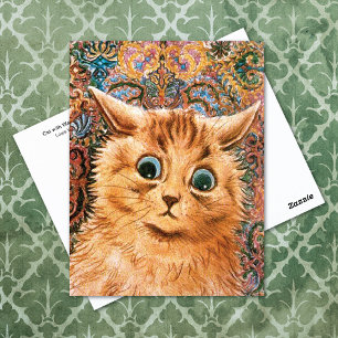 Cat with Wallpaper Background Louis Wain Postcard