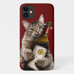 Cat With Wine Bottle Case-Mate iPhone Case