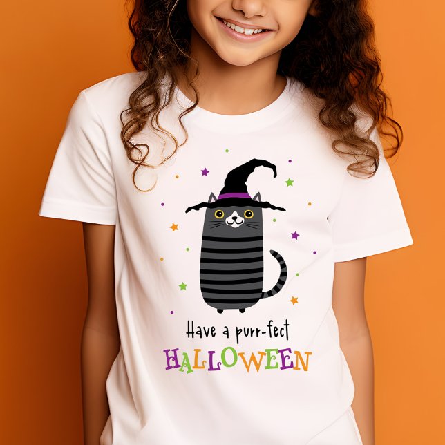 Cat with witch hat Have a purr-fect Halloween cute T-Shirt (Cat with witch hat Have a purr-fect Halloween cute T-Shirt)