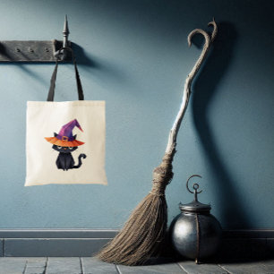 Cat with Witch’s Hat Candy Tote Bag