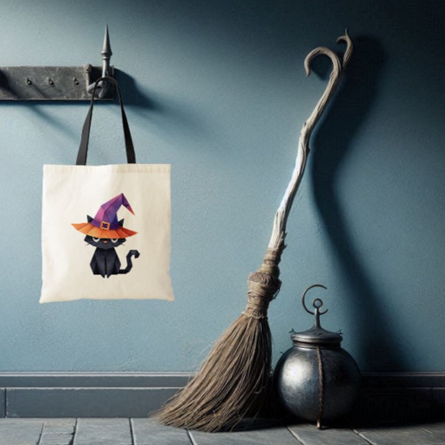 Cat with Witch’s Hat Candy Tote Bag (We'll never really know what happened to little Betsy who when out to trick-o- treat last Halloween.)