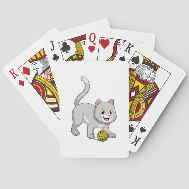 Cat with Wool yarn ball Playing Cards (Back)