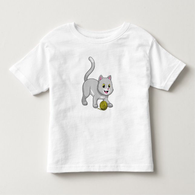 Cat with Wool yarn ball Toddler T-Shirt (Front)