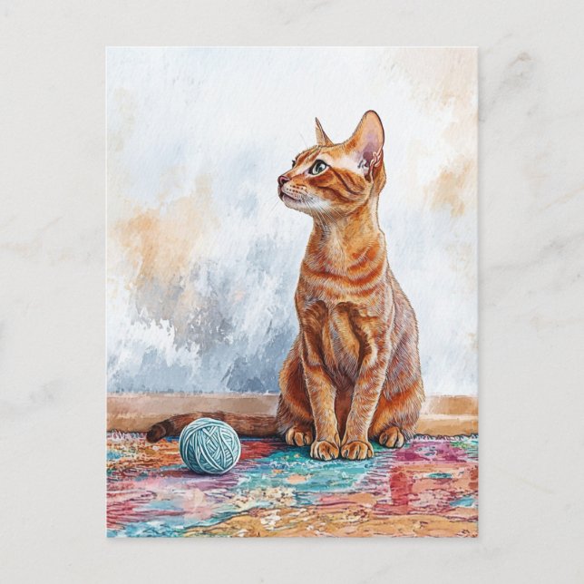Cat With Yarn - Postcard (Front)