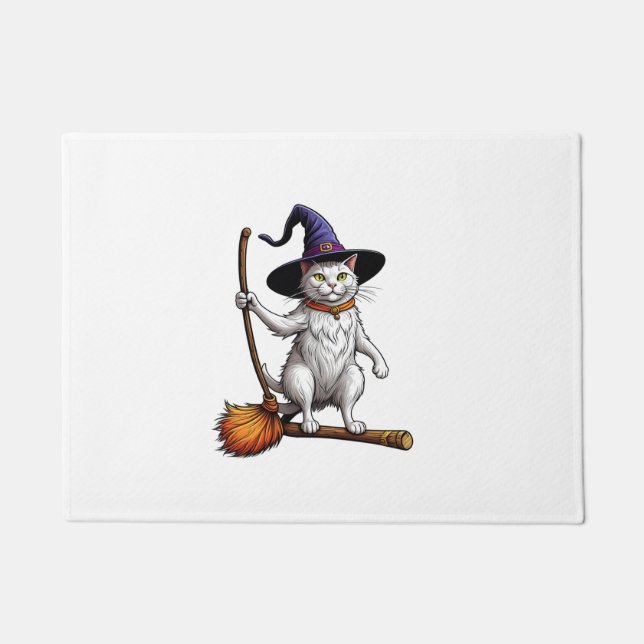 Cat Wizard Halloween Witch Mystical Cat Lovers _1 Doormat (Front)
