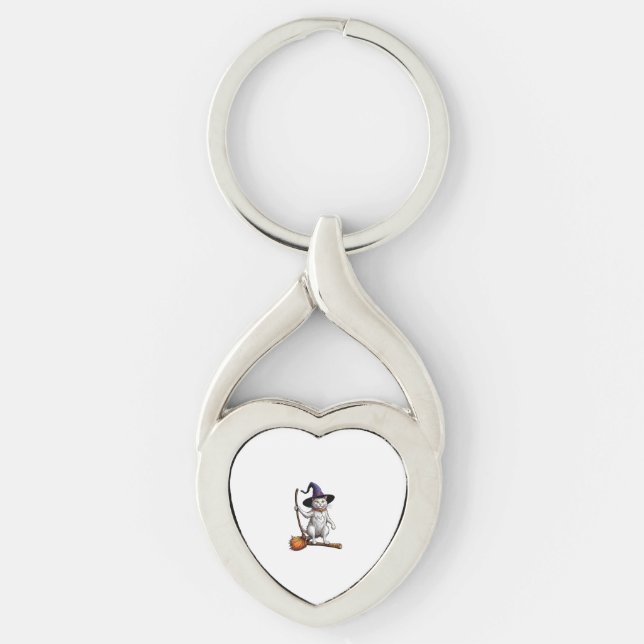 Cat Wizard Halloween Witch Mystical Cat Lovers _1 Key Ring (Front)