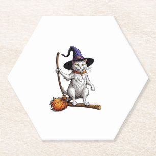 Cat Wizard Halloween Witch Mystical Cat Lovers _1 Paper Coaster