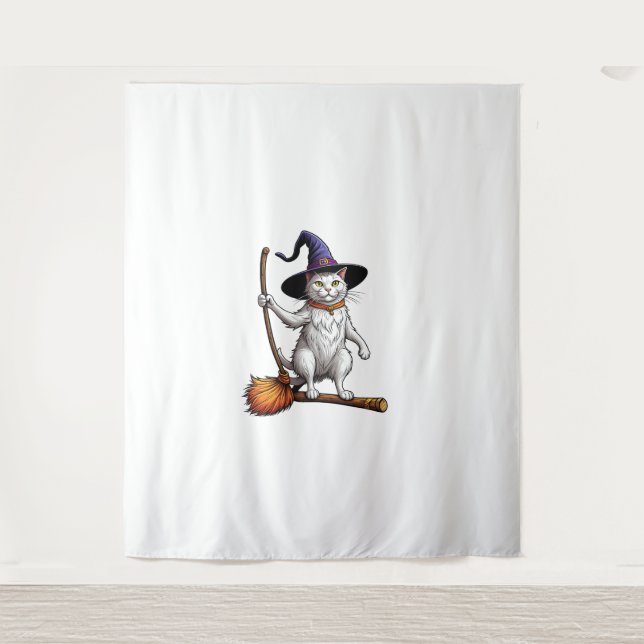 Cat Wizard Halloween Witch Mystical Cat Lovers _1 Tapestry (Front)