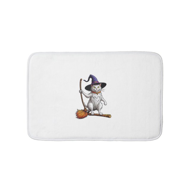 Cat Wizard Halloween Witch Mystical Cat Lovers  Bath Mat (Front)