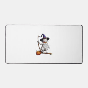 Cat Wizard Halloween Witch Mystical Cat Lovers Desk Mat