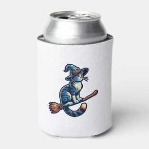 Cat Wizard Halloween Witch Mystical Cat Lovers Hal Can Cooler