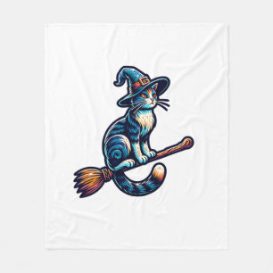 Cat Wizard Halloween Witch Mystical Cat Lovers Hal Fleece Blanket