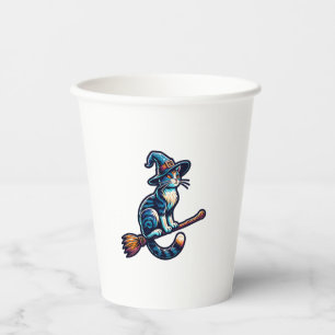 Cat Wizard Halloween Witch Mystical Cat Lovers Hal Paper Cups