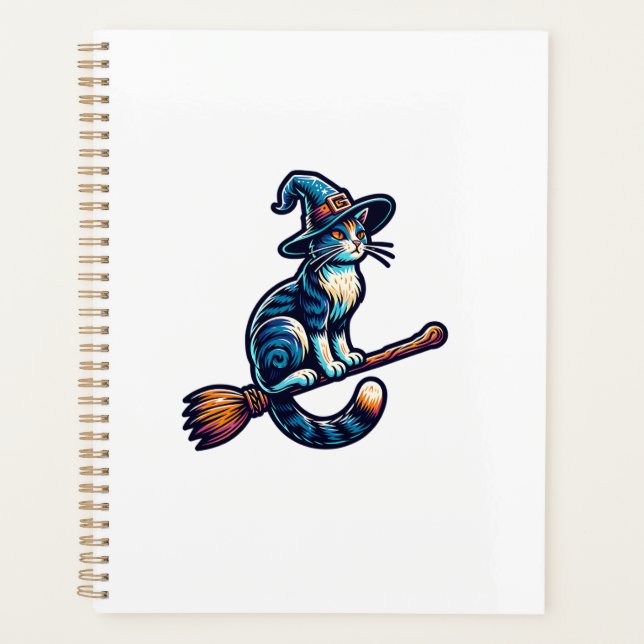 Cat Wizard Halloween Witch Mystical Cat Lovers Hal Planner (Front)