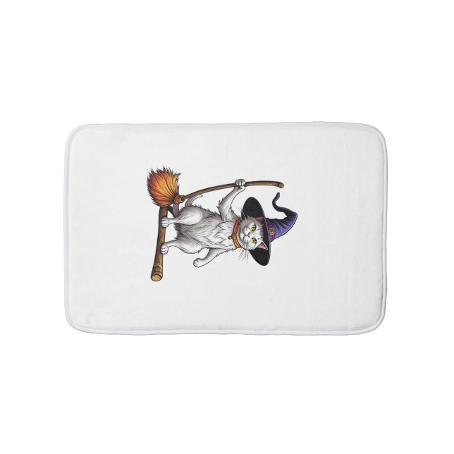 Cat Wizard Halloween Witch Mystical Cat Lovers Lon Bath Mat (Front)