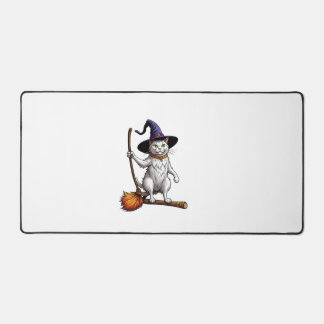 Cat Wizard Halloween Witch Mystical Cat Lovers Lon Desk Mat