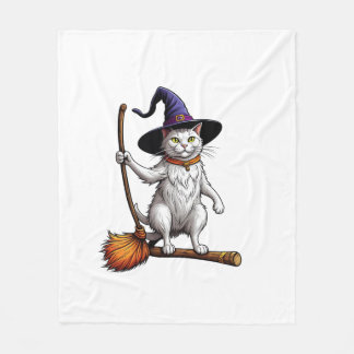 Cat Wizard Halloween Witch Mystical Cat Lovers Lon Fleece Blanket
