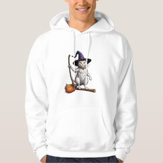 Cat Wizard Halloween Witch Mystical Cat Lovers Lon Hoodie