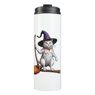 Cat Wizard Halloween Witch Mystical Cat Lovers Lon Thermal Tumbler