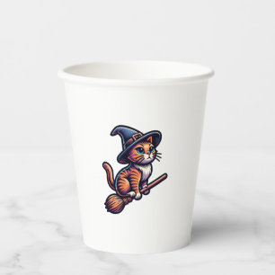 Cat Wizard Halloween Witch Mystical Cat Lovers Paper Cups