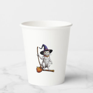 Cat Wizard Halloween Witch Mystical Cat Lovers Paper Cups