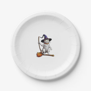 Cat Wizard Halloween Witch Mystical Cat Lovers Paper Plate