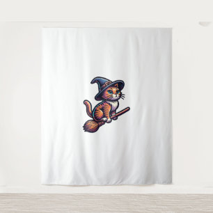 Cat Wizard Halloween Witch Mystical Cat Lovers Tapestry