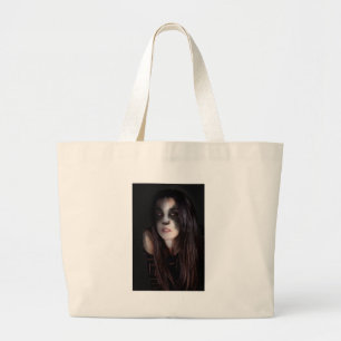 Cat Woman Art Work Large Tote Bag