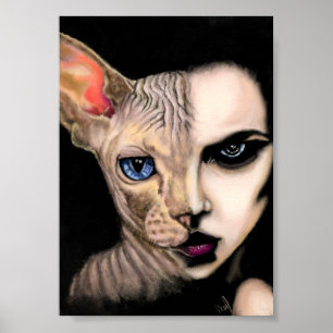 Cat Woman - Face Poster - Painting Art