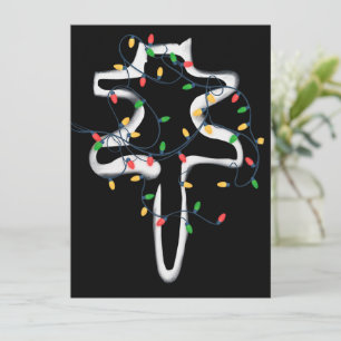 Cat Wrapped in Christmas Lights Christmas Funny Holiday Card